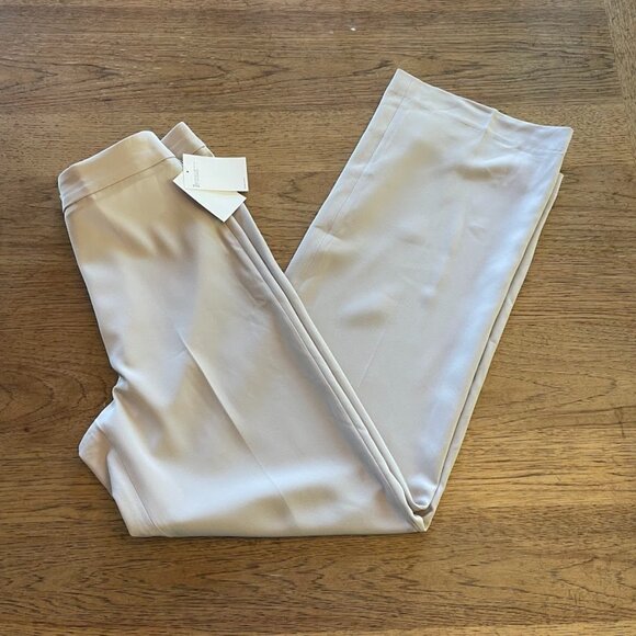 H&M Light Taupe Size 2 Wide Leg High Waist Pants Trouser Pockets 111 - Picture 1 of 3